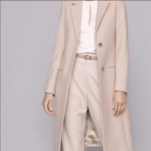 Reiss Pembury Wool Blend Overcoat Pale Pink size 8